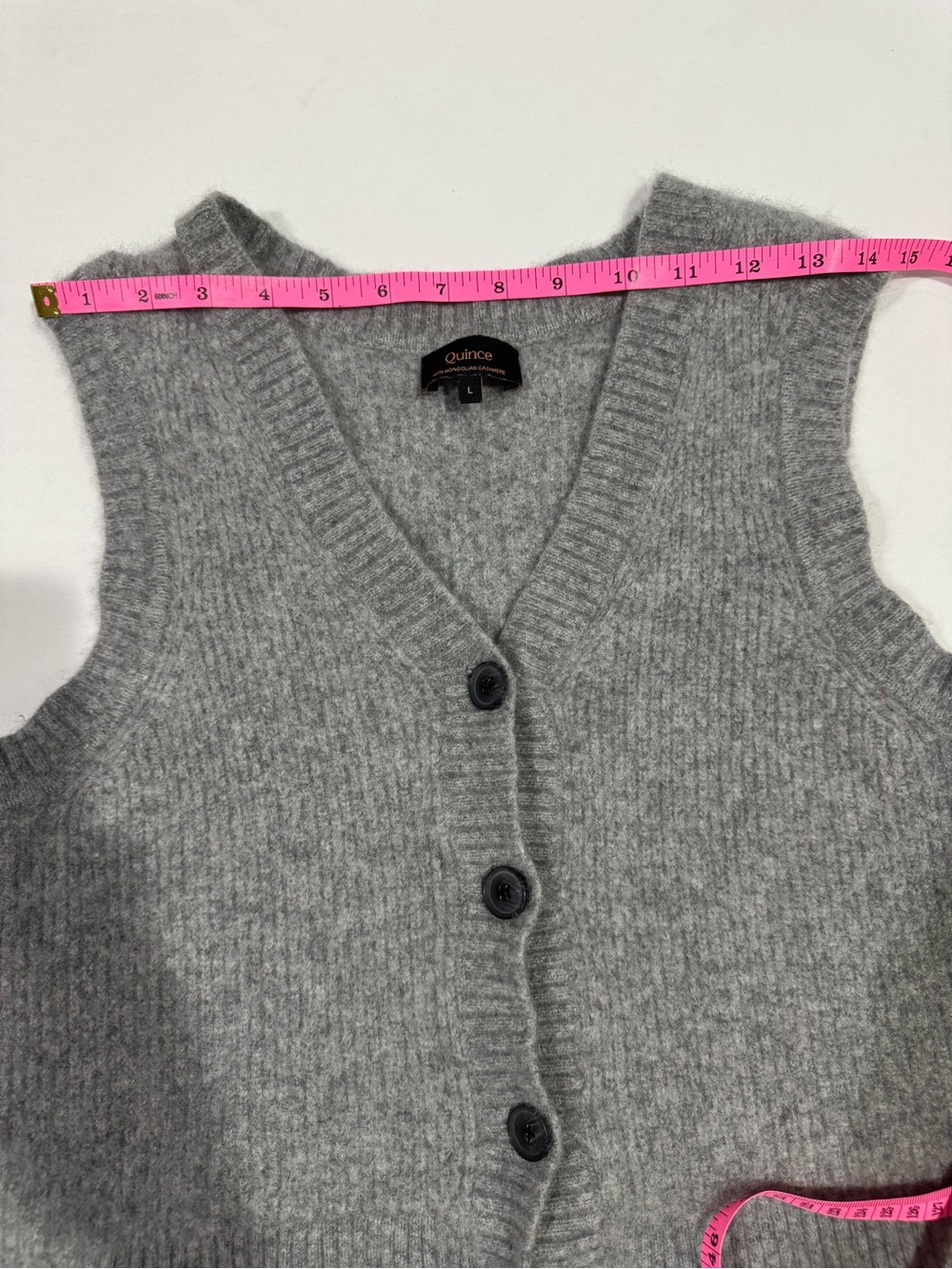 Soft Ribbed Button-Front Knit Vest - Gray - Picture 8 of 9